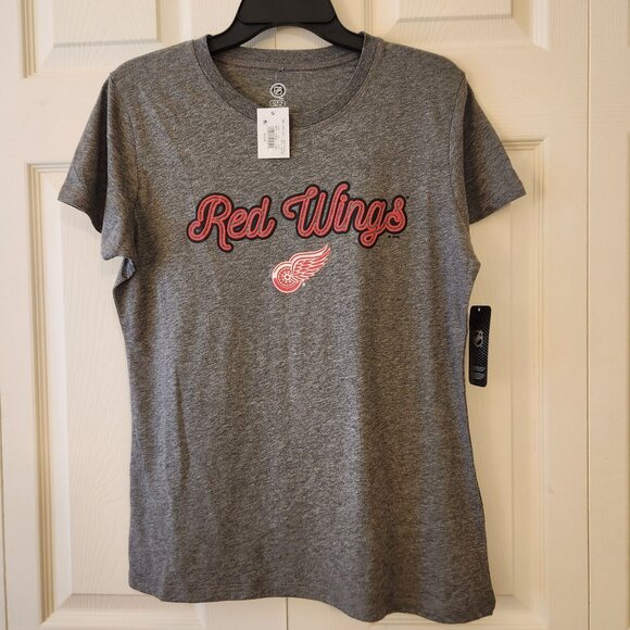 Detroit Red Wings NHL Womens T-Shirt L/G 12/14 Gray Cotton Blend Short Sleeve - Picture 1 of 8